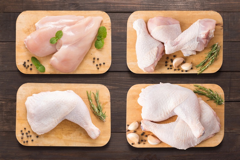 Hàm lượng dinh dưỡng trong mỗi phần của thịt gà có sự khác nhau